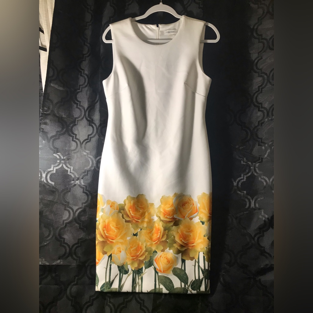 Calvin Klein Floral (Yellow Roses) Spring Dress, 10